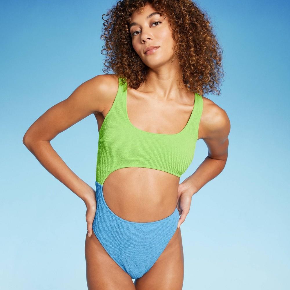 Womens Cut Out One Piece Swimsuit - Wild Fable Bright /Bright Blue XXS Product Image