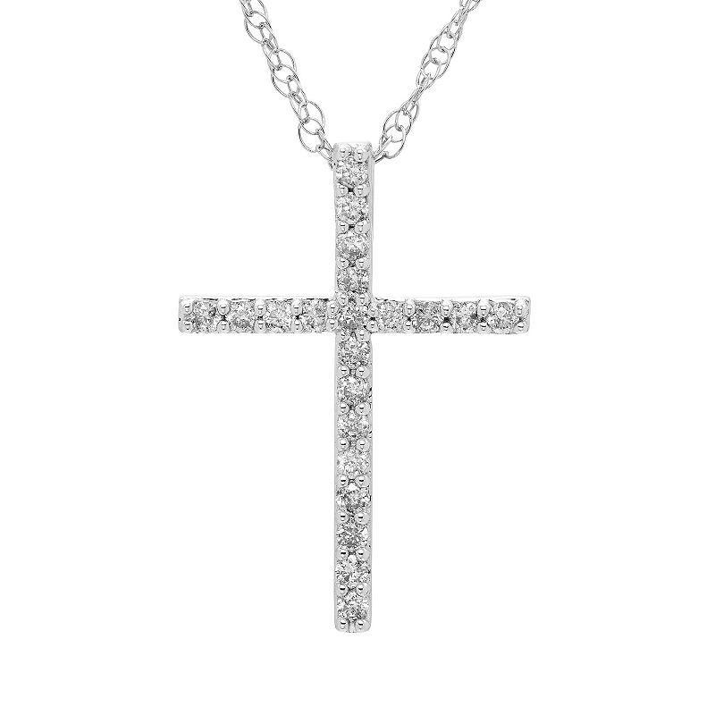 Boston Bay Diamonds Sterling Silver 1/4 Carat T.W. Diamond Cross Pendant Necklace, Womens White Product Image