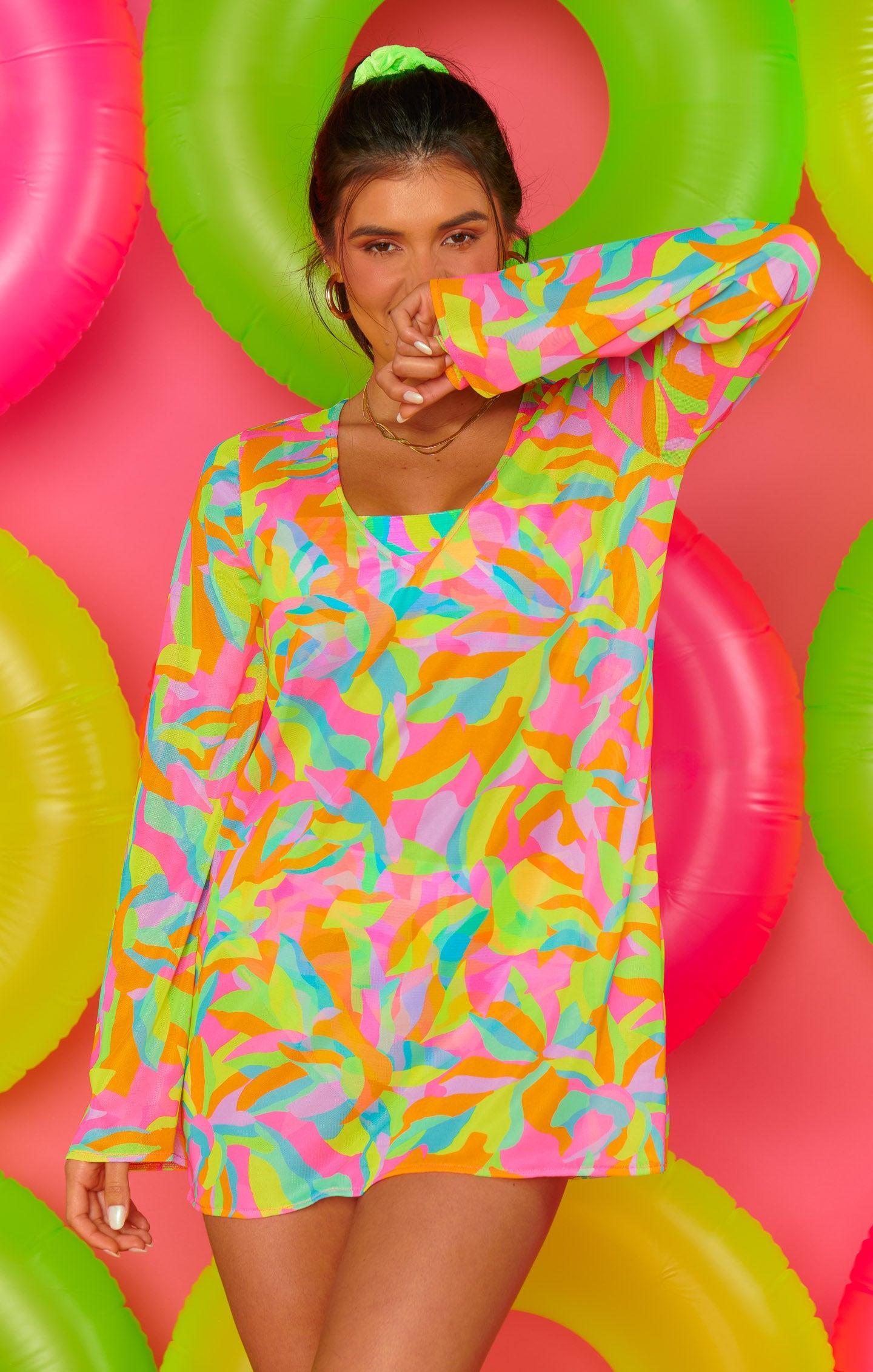 Santos Mini Cover Up ~ Neon Tropics Product Image