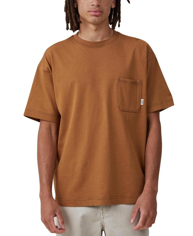 Cotton On Mens Box Fit Pocket Crew Neck T-shirt - Dark Carmine Product Image