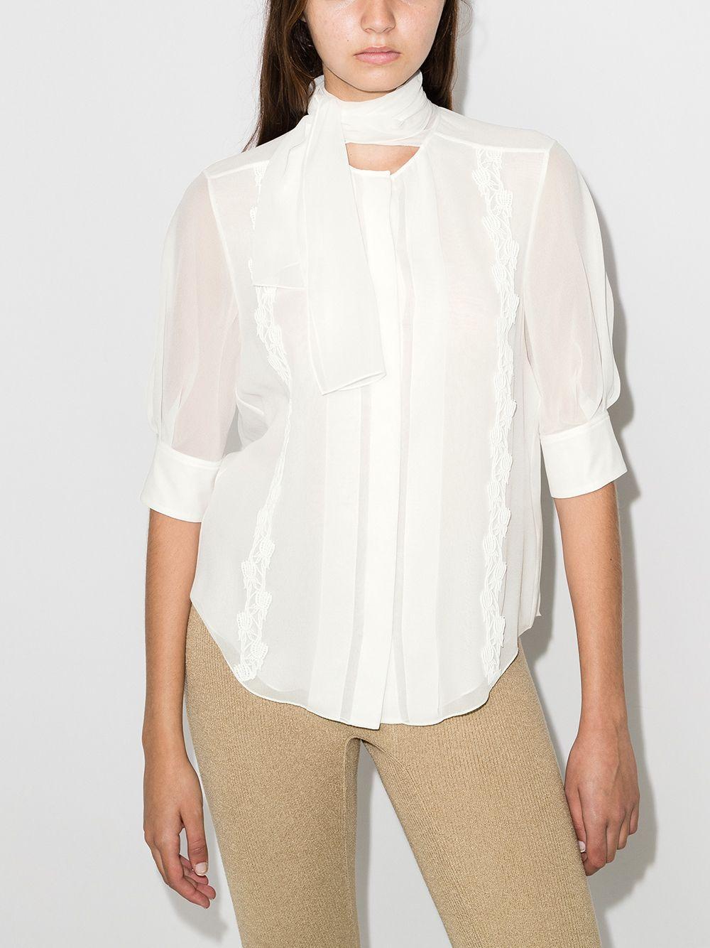 CHLOÉ Scarf-neck Silk Shirt In White Product Image