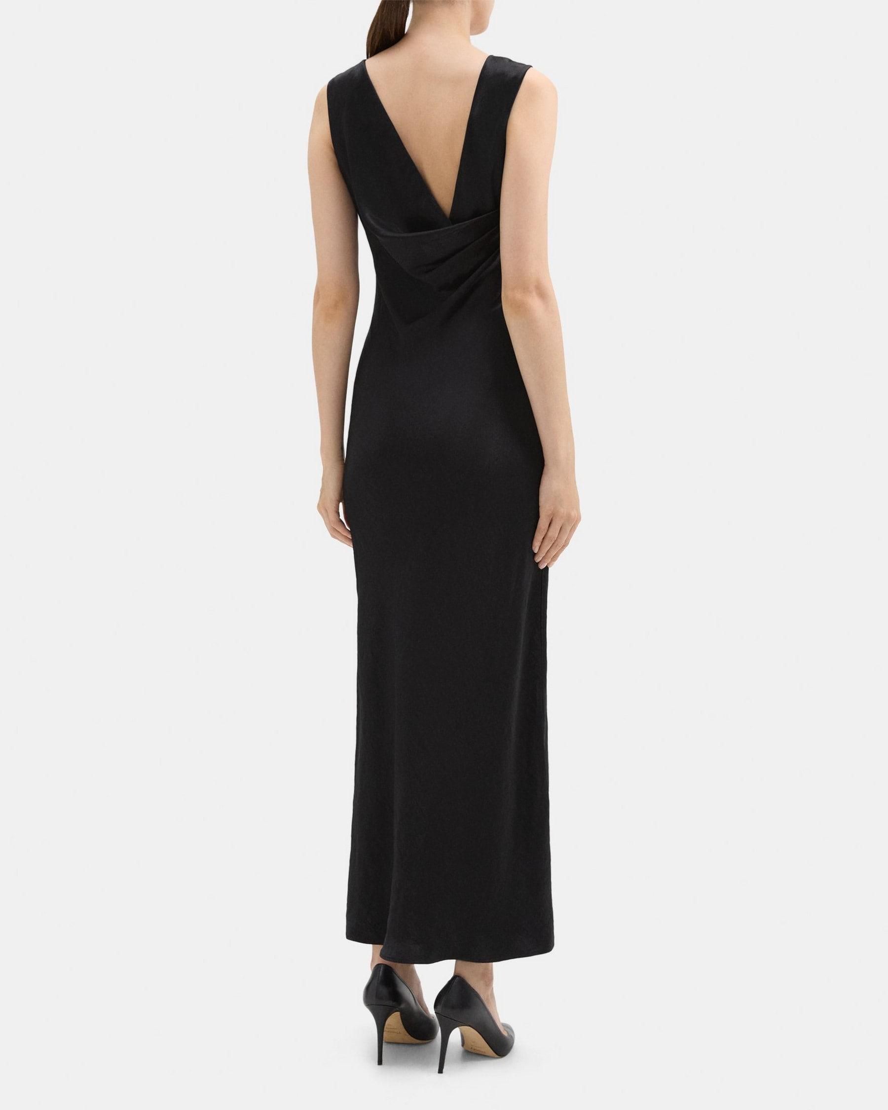 Draped Back Midi Dress in Satin Product Image