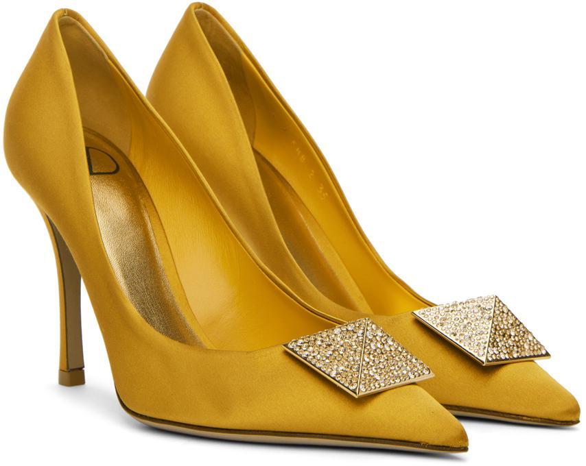 VALENTINO GARAVANI Yellow One Stud 100 Heels In 73d Gold/golden Shad Product Image