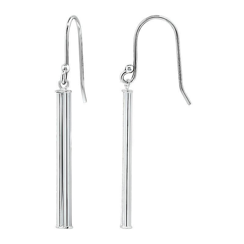 Aleure Precioso 18kt Gold over Sterling Silver Linear Drop Fishhook Earrings, Womens Product Image