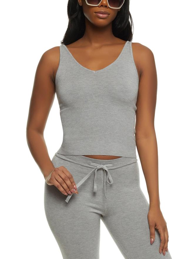 Womens Rib Knit Scoop Neck Tank Top Product Image