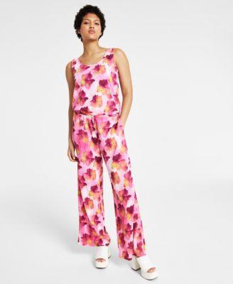 Bar Iii Womens Floral Print Tank Top Wide Leg Pants Created For Macys Product Image