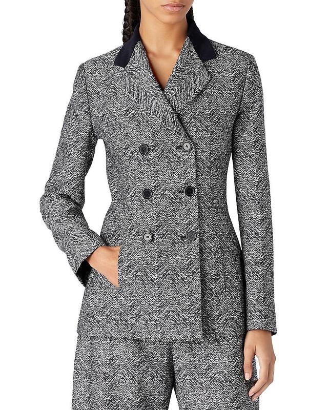 Womens Textured Double-Breasted Blazer Product Image