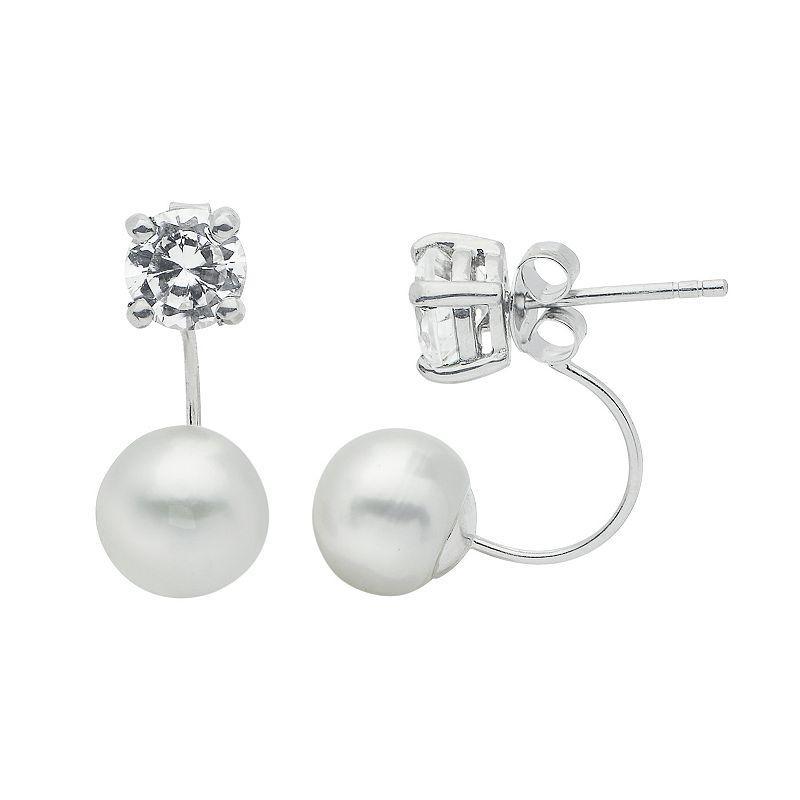 PearLustre by Imperial Sterling Silver Freshwater Cultured Pearl Front-Back Drop Earrings, Womens, White Product Image