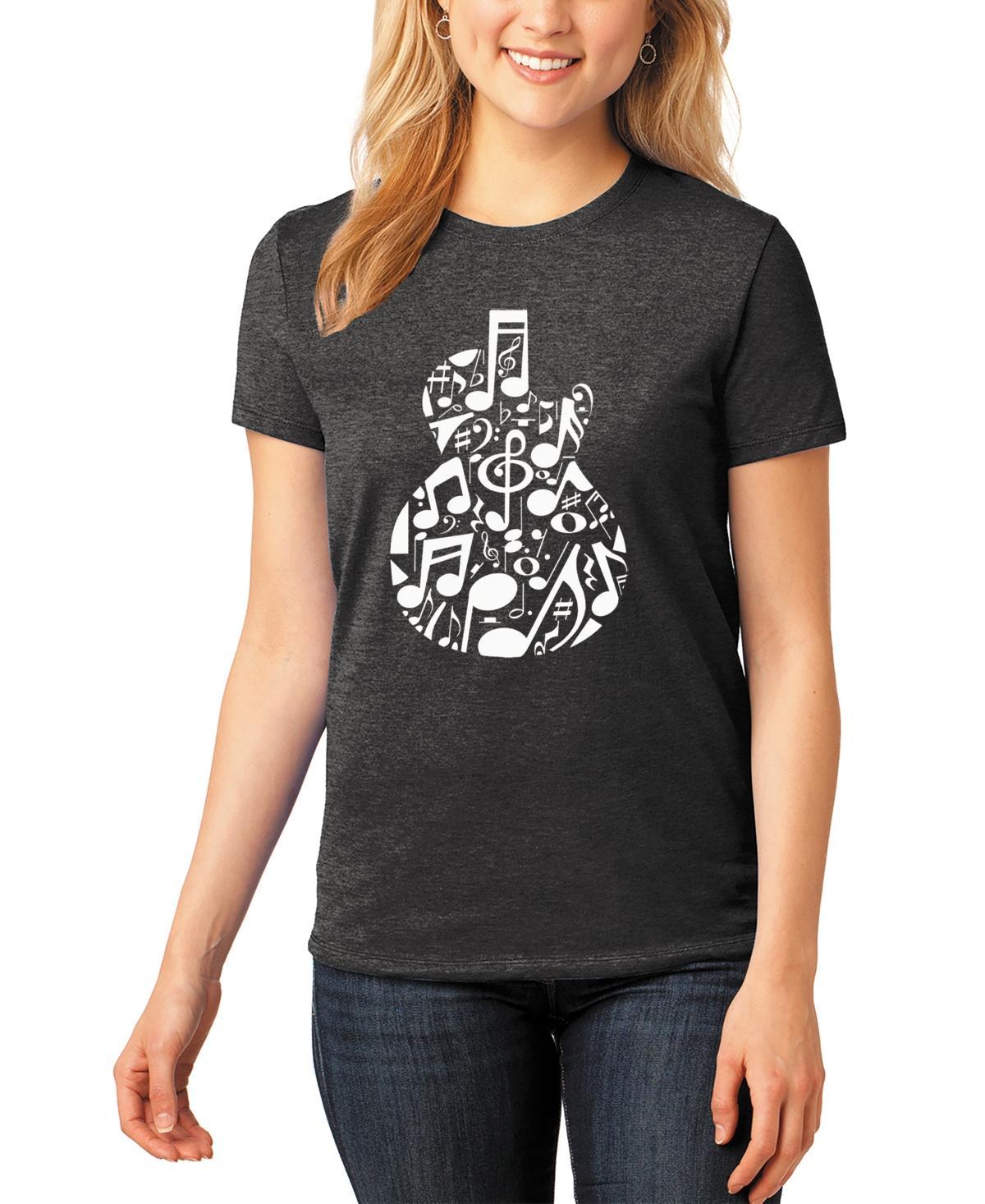 La Pop Art Womens Music Notes Guitar Premium Blend Word Art Short Sleeve T-shirt Product Image