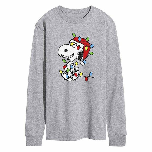 Mens Peanuts Christmas Light Tee Dark Grey Product Image