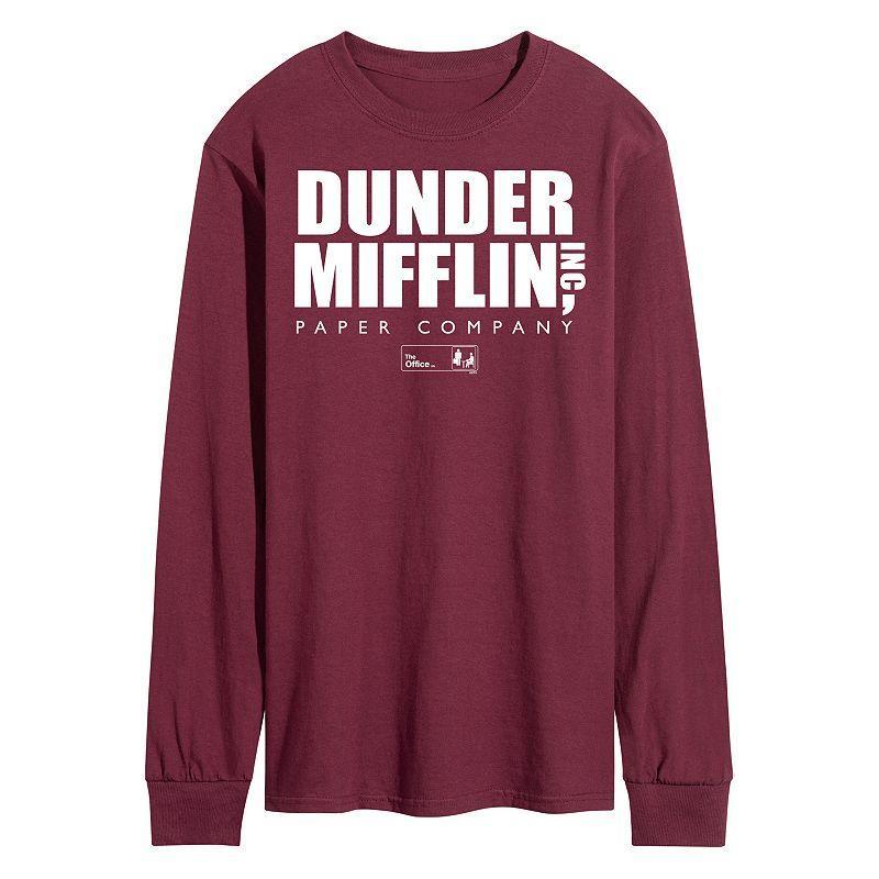 Mens The Office Dunder Mifflin Logo Long Sleeve Tee Red Product Image