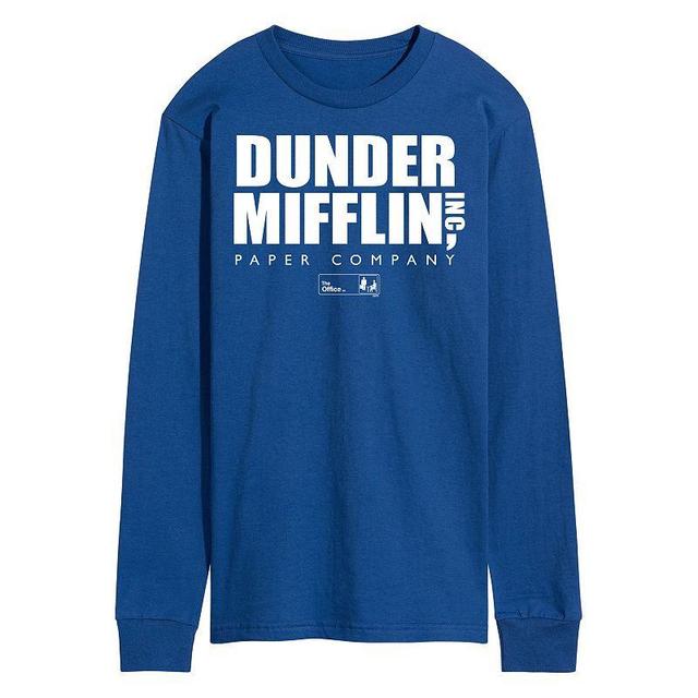 Mens The Office Dunder Mifflin Logo Long Sleeve Tee Med Blue Product Image