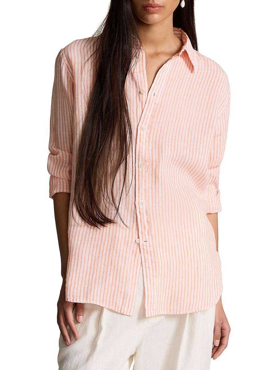 Womens Striped Linen Oversized Shirt Product Image