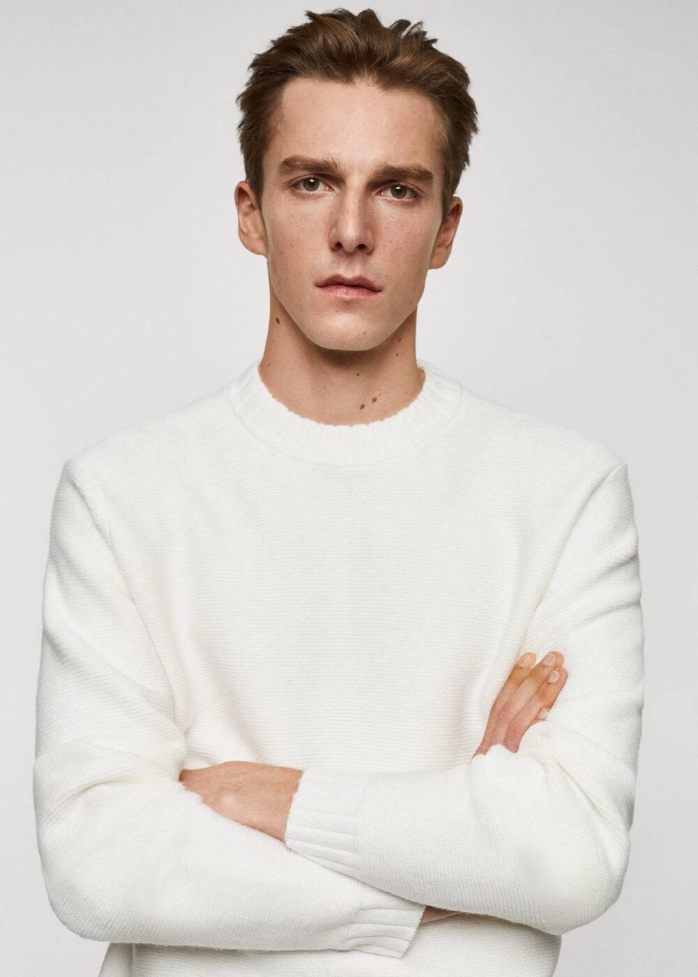 MANGO MAN - Knitted sweater with ribbed details off whiteMen Product Image