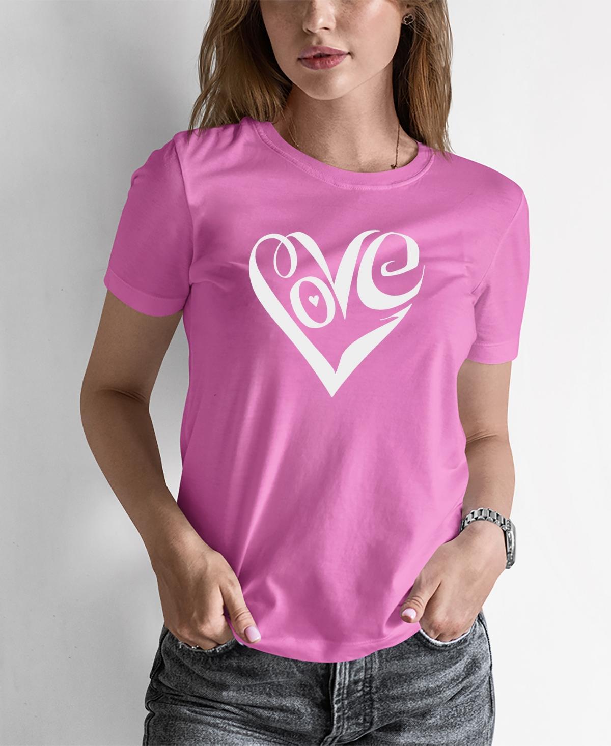 Womens Word Art Script Love Heart T-shirt Product Image