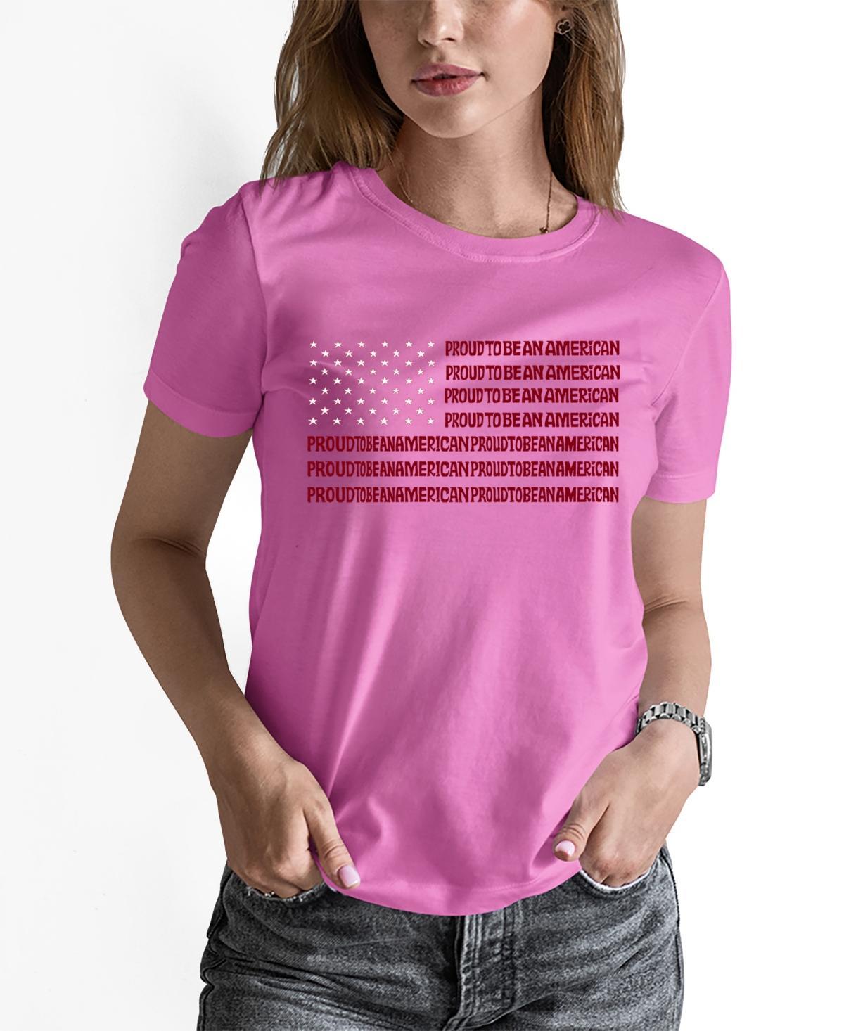 La Pop Art Womens Word Art Proud To Be An American T-Shirt Product Image