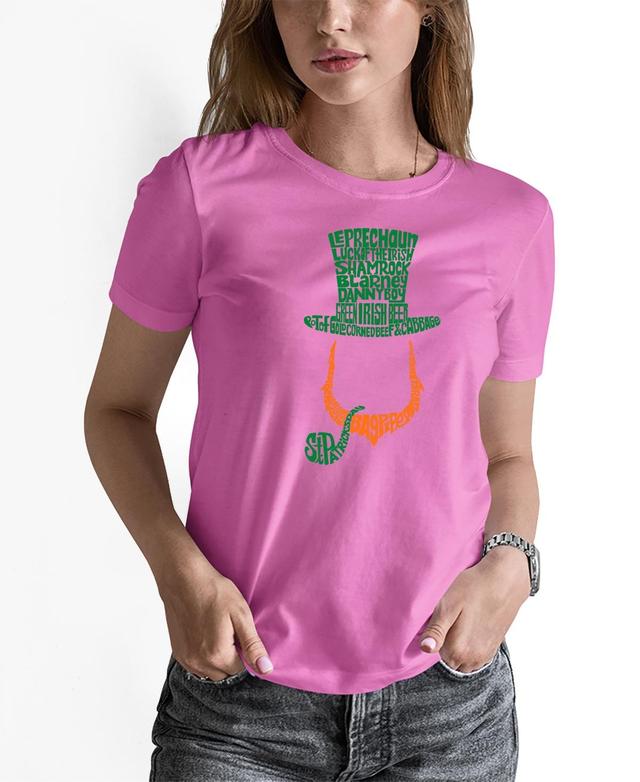 La Pop Art Womens Christmas Peeking Cat Word Art Short Sleeve T-shirt Product Image