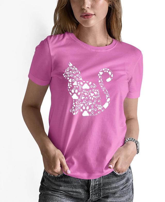 La Pop Art Womens Word Art Cat Paws T-Shirt Product Image