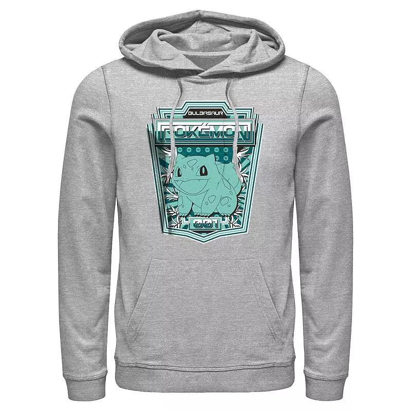 Mens Pokemon Bulbasaur Badge Graphic Hoodie Athletic Grey Product Image