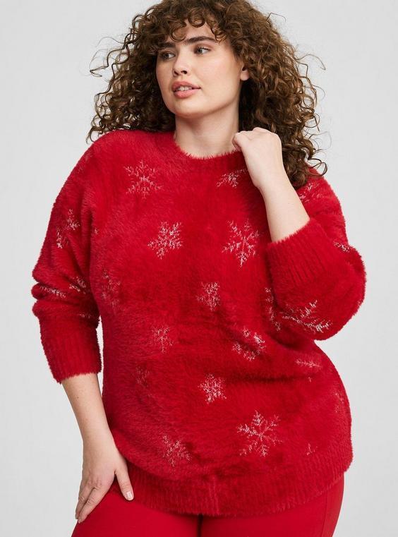 Eyelash Lurex Crew Neck Pullover Sweater Product Image