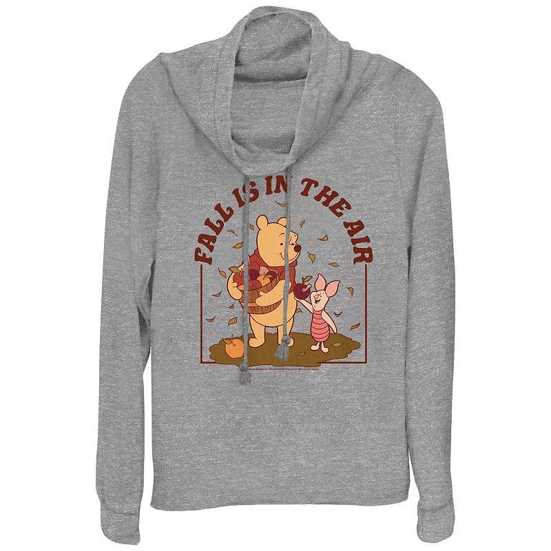 Disneys Winnie The Pooh Fall Is In The Air Womens Cowlneck Graphic Lightweight Long Sleeve Gray Grey Product Image