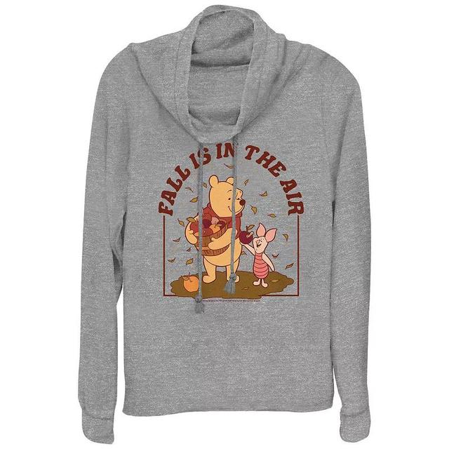 Disneys Winnie The Pooh Fall Is In The Air Plus Size Cowlneck Graphic Lightweight Long Sleeve, Womens Gray Grey Product Image