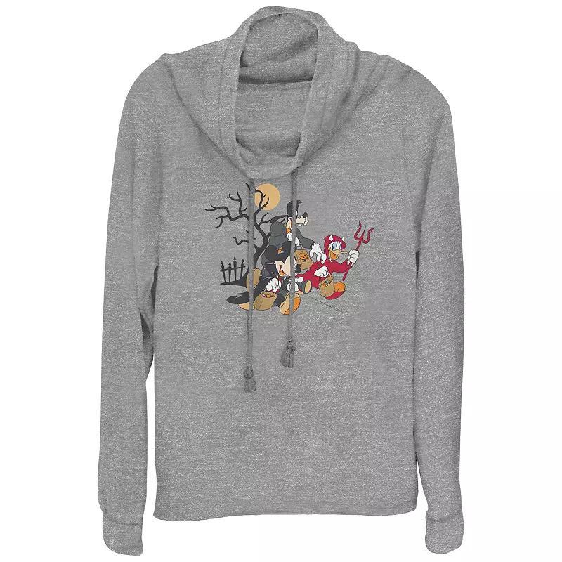 Disneys Mickey Mouse And Friends Trick Or Treaters Womens Cowlneck Graphic Lightweight Long Sleeve Gray Grey Product Image