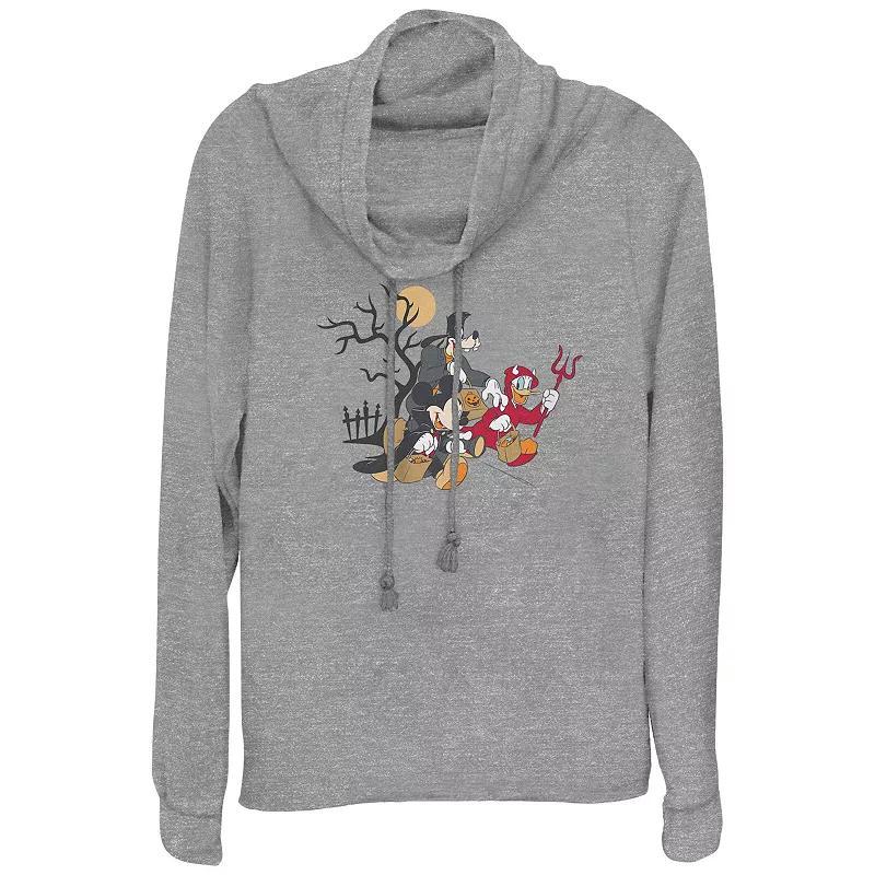 Disneys Mickey Mouse And Friends Trick Or Treaters Plus Size Cowlneck Graphic Lightweight Long Sleeve, Womens Gray Grey Product Image