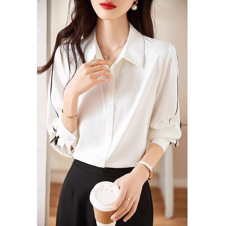 Long-Sleeve Striped Shirt Product Image