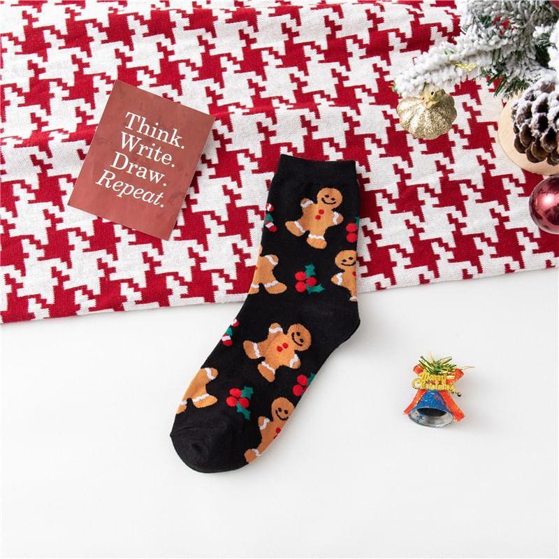 Christmas Cartoon Print Socks Product Image