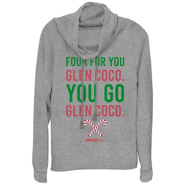 Womens Mean Girls Four For You Glen Coco You Go Glen Coco Cowlneck Graphic Lightweight Long Sleeve Gray Grey Product Image