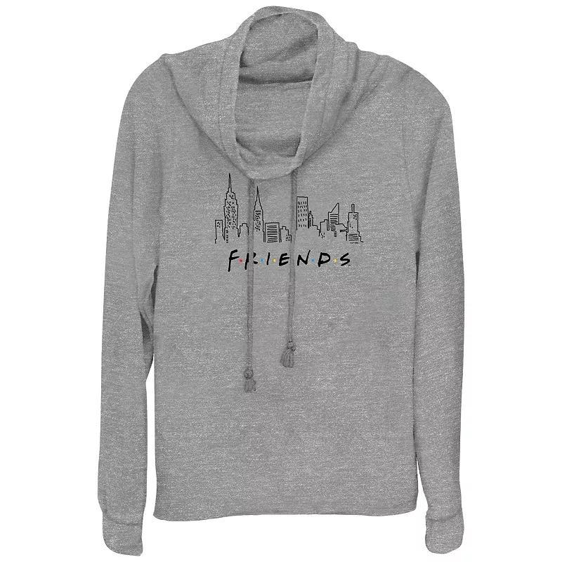 Womens Friends New York City Lines Cowlneck Graphic Lightweight Long Sleeve, Girls Gray Grey Product Image