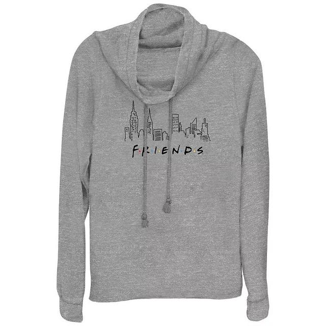 Womens Friends New York City Lines Cowlneck Graphic Lightweight Long Sleeve, Girls Gray Grey Product Image