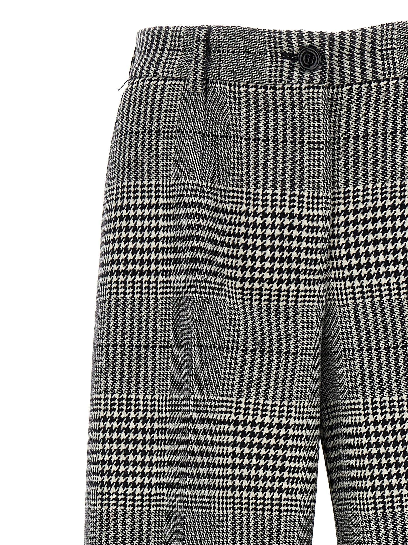 Prince Of Wales Check Wool And Cashmere Flared Pants In Grey Product Image