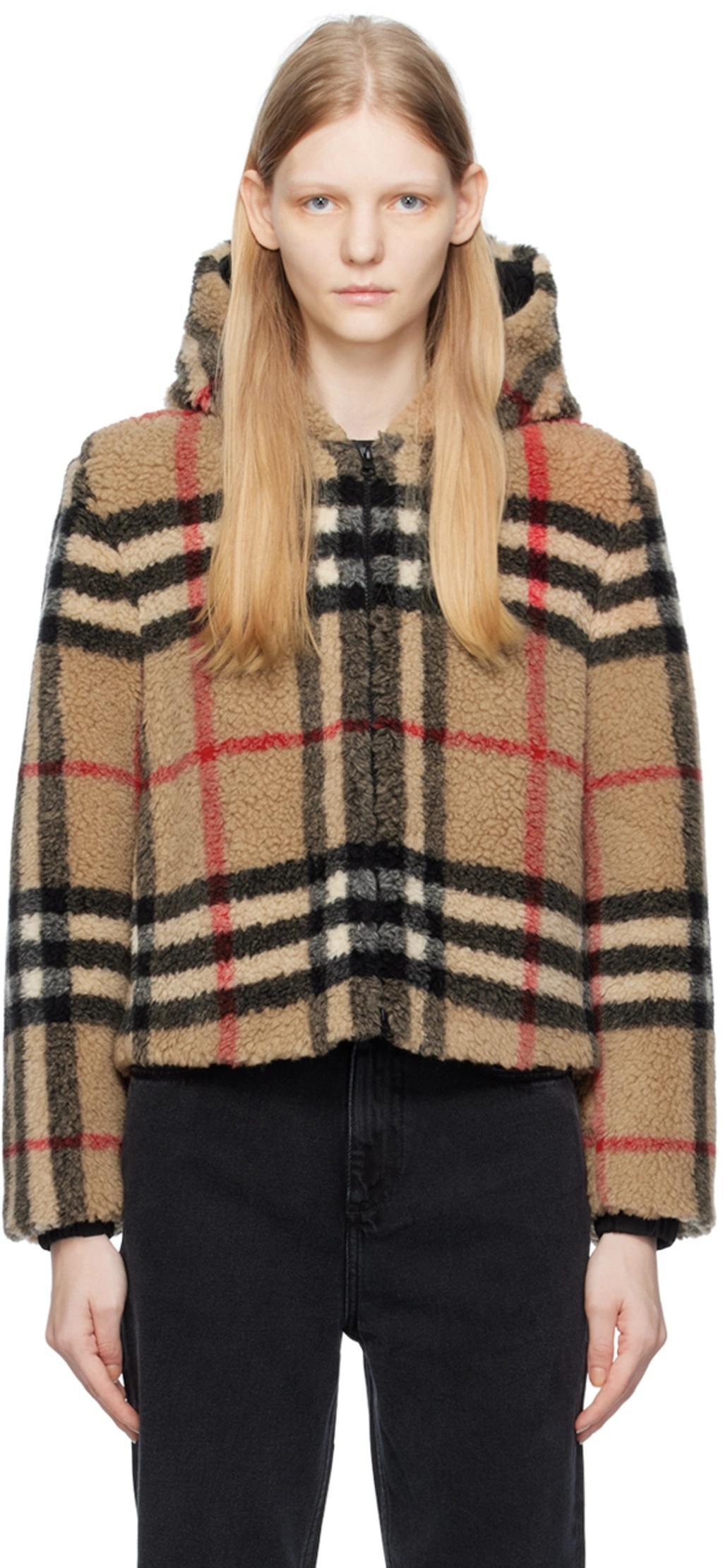 BURBERRY Check Wool-blend Jacket In Beige Product Image