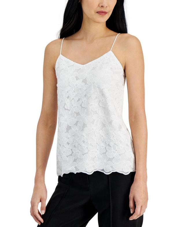 Anne Klein Womens Floral Embroidered Sleeveless Top Product Image