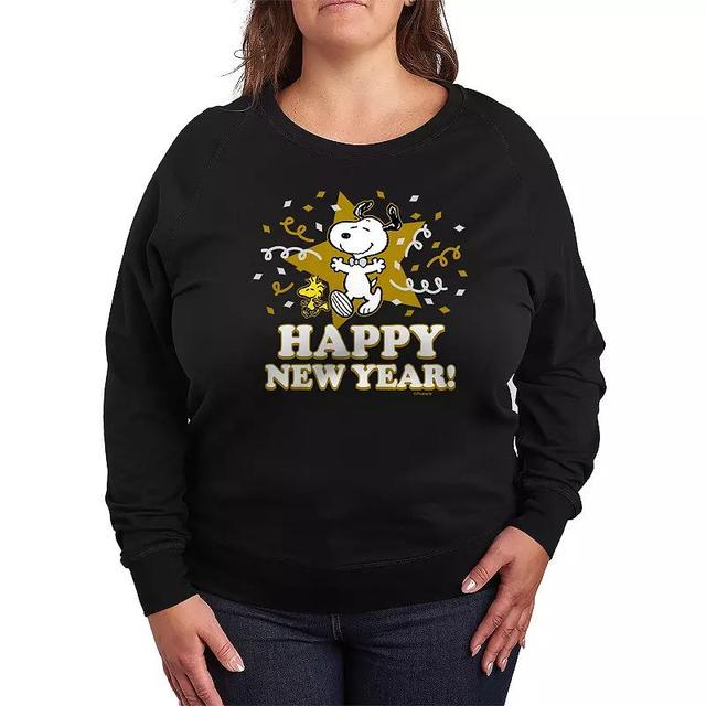 Plus Size Peanuts Snoopy Happy New Year Lightweight French Terry Sweatshirt, Womens Product Image