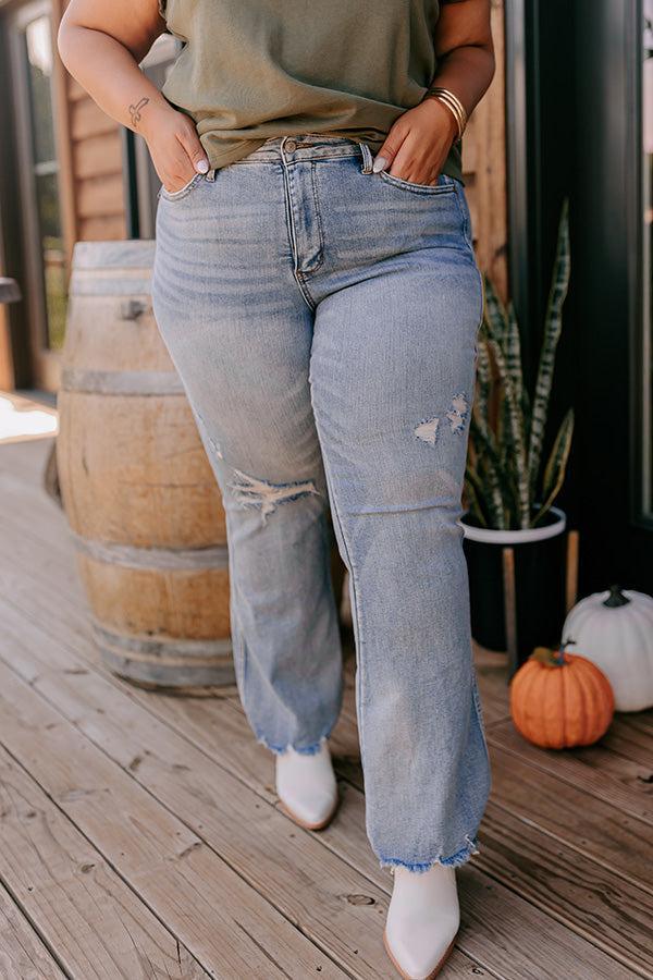 JUDY BLUE Zoe Midrise Distressed Flare Curves product image