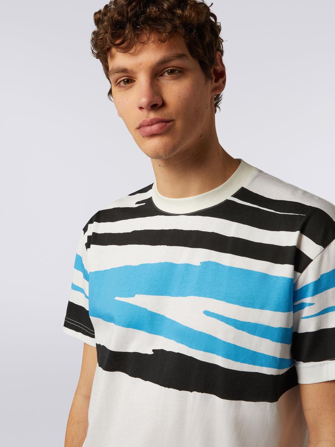 Slub cotton jersey crew-neck T-shirt White, Black & Blue | Missoni Product Image