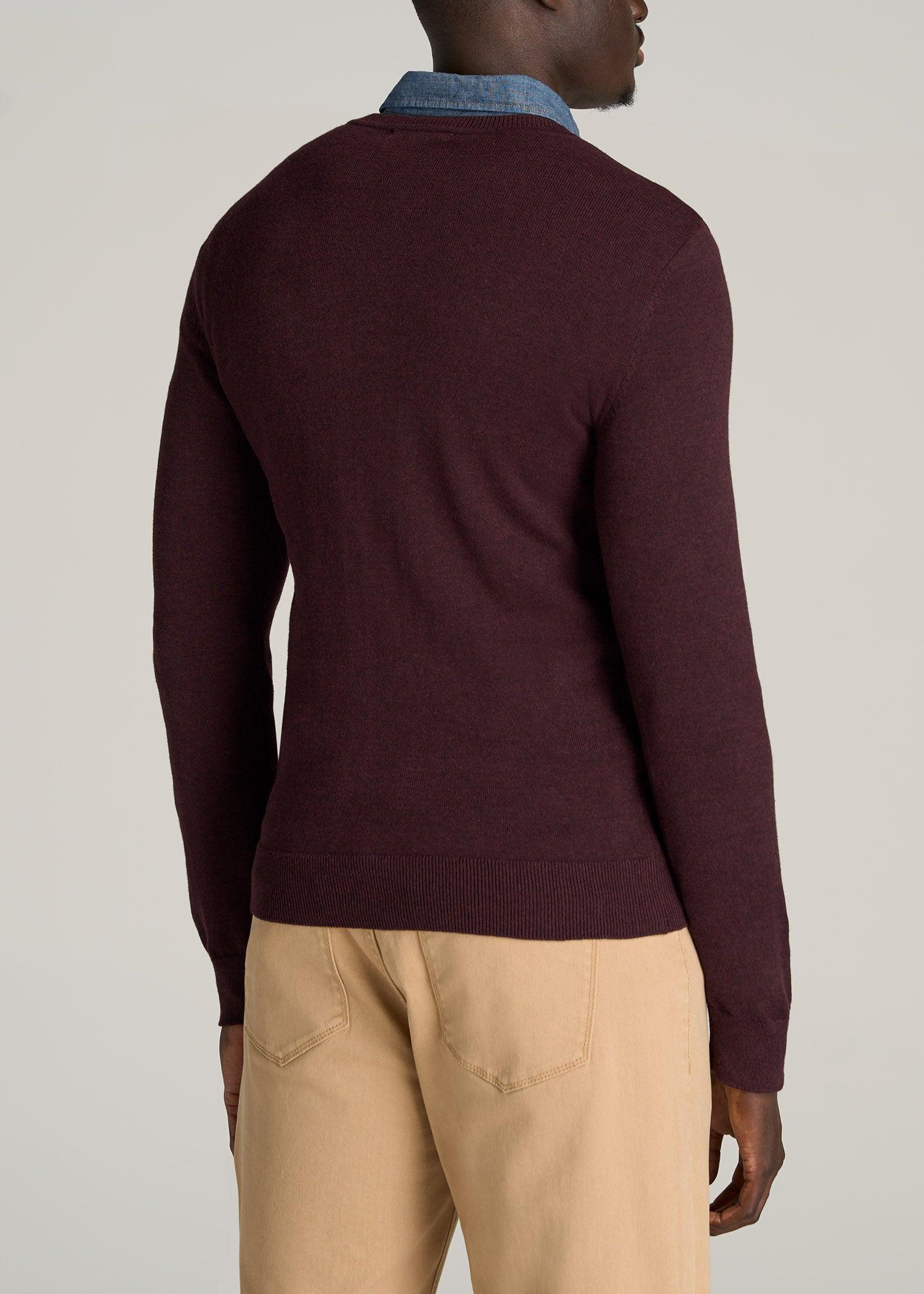 Everyday V-Neck Tall Men's Sweater in Burgundy Mix Male Product Image