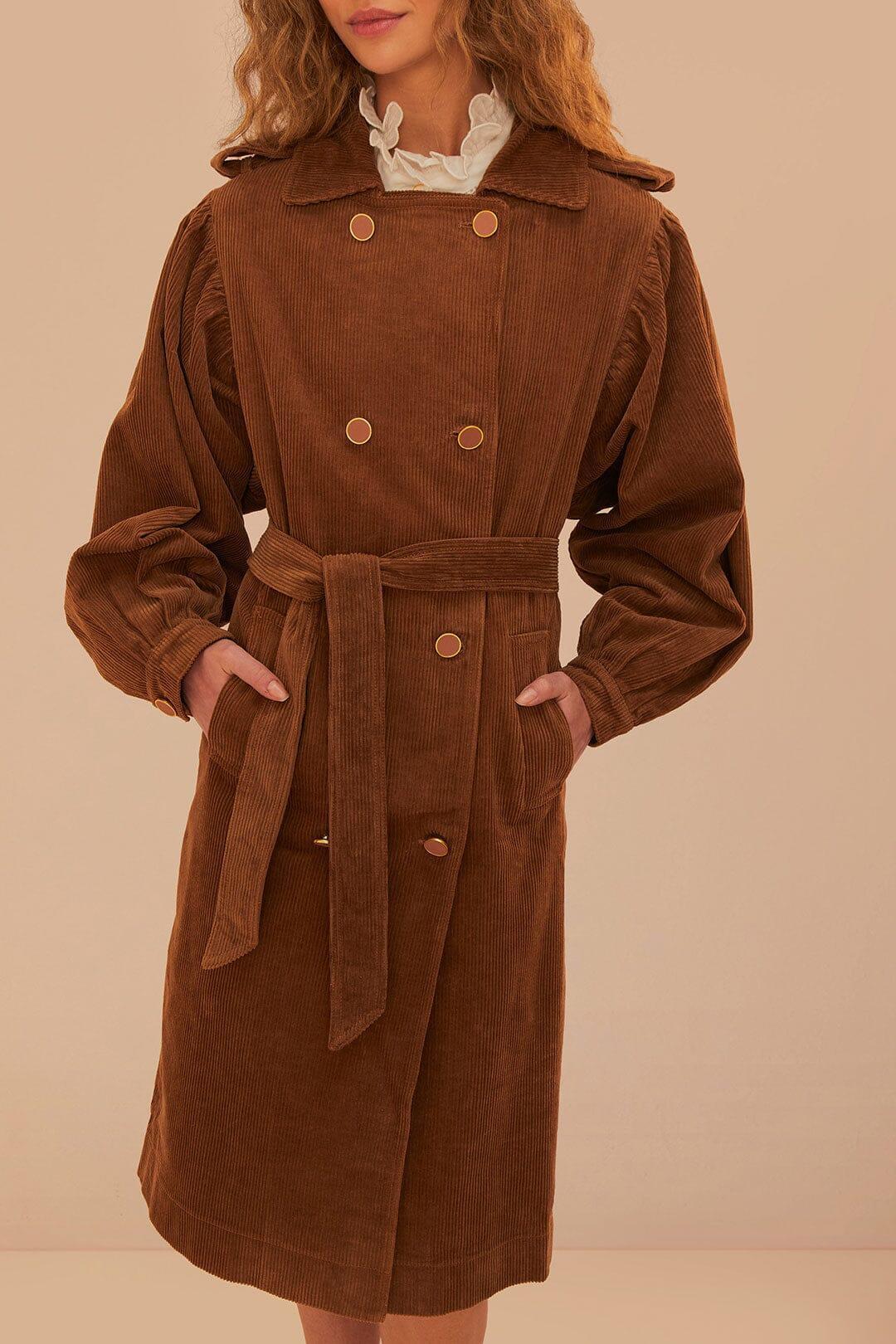 Caramel Corduroy Trench Coat Product Image