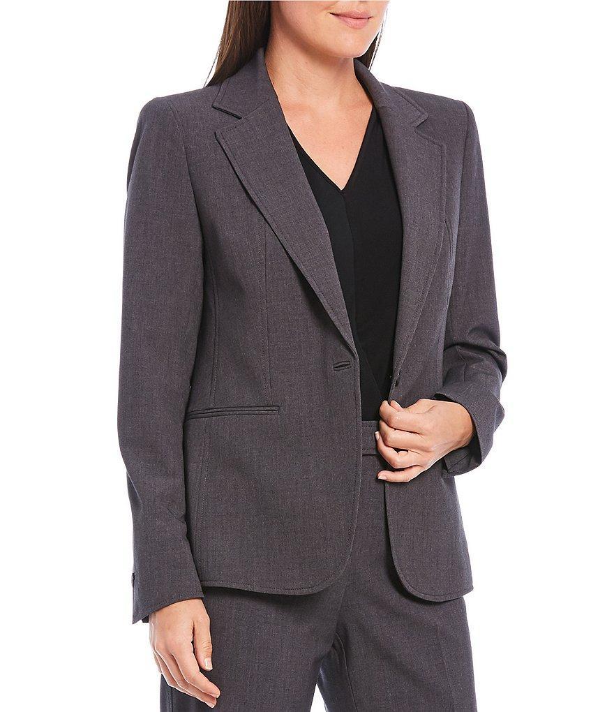 Anne Klein Sabre Stretch Notch Lapel Long Sleeve Princess Seam Blazer Product Image