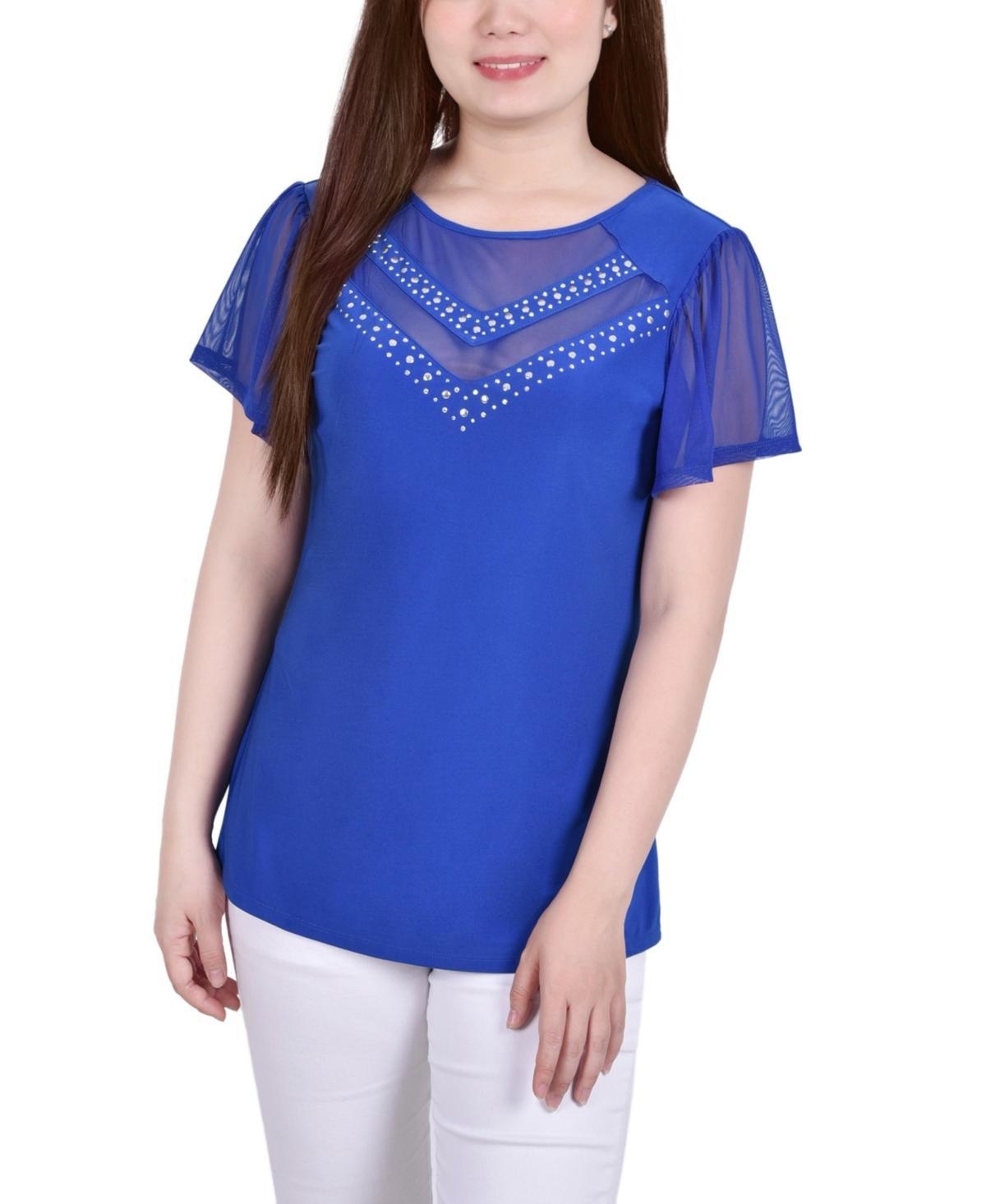 Petite Studded Short Flutter Sleeve Top Product Image