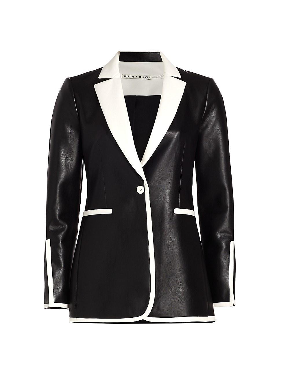 Womens Breann Two-Tone Vegan Leather One-Button Blazer Product Image