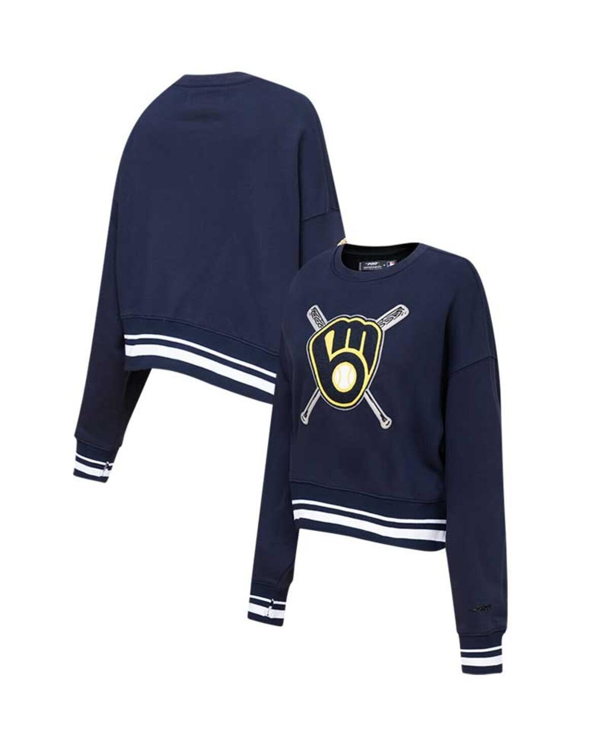 Womens Pro Standard Navy Milwaukee Brewers Mash Up Pullover Sweatshirt Product Image