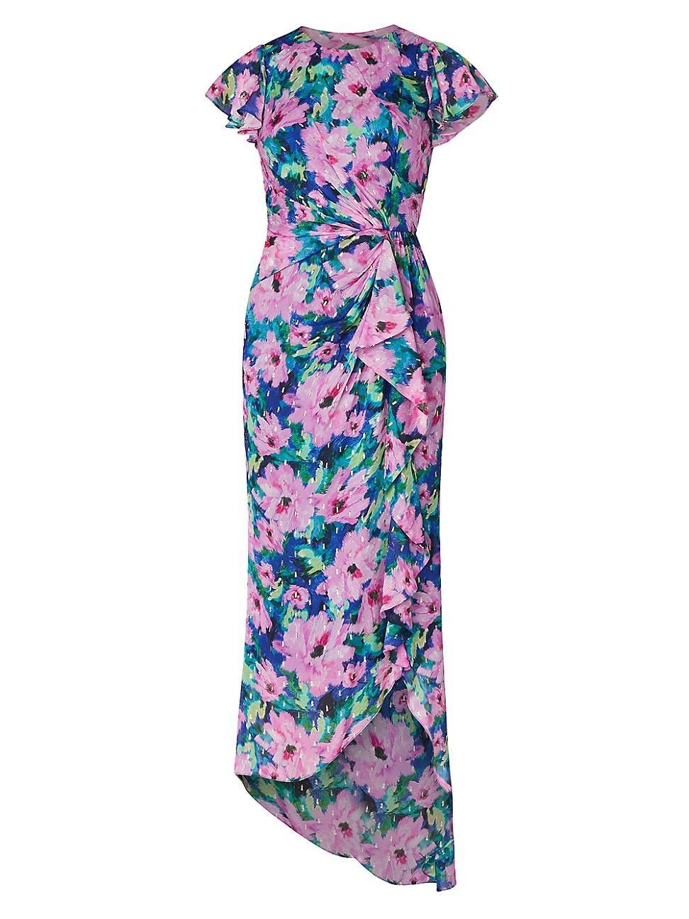 Womens Park Gathered Floral Midi-Dress Product Image