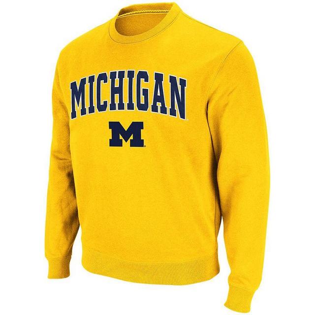 Mens Colosseum Maize Michigan Wolverines Arch & Logo Crew Neck Sweatshirt Product Image