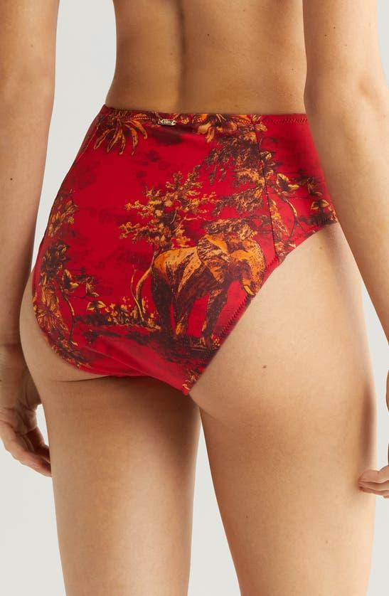 Vanessa Jungle High Waisted Bikini Bottoms In Scarlet Product Image