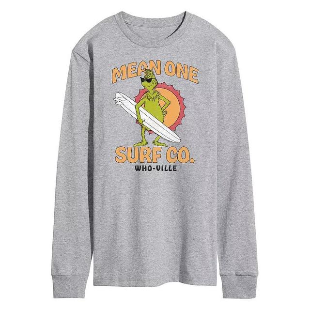 Mens Dr. Seuss The Grinch Mean One Surf Long Sleeve Graphic Tee Grey Gray Product Image