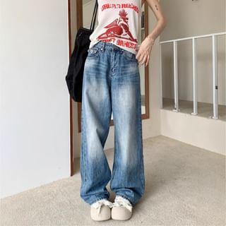 Mid Rise Washed Wide Leg Jeans product image